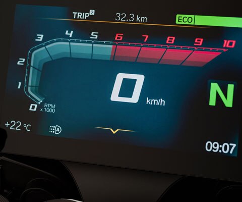 We see the riding modes Pro and ECO Modus.