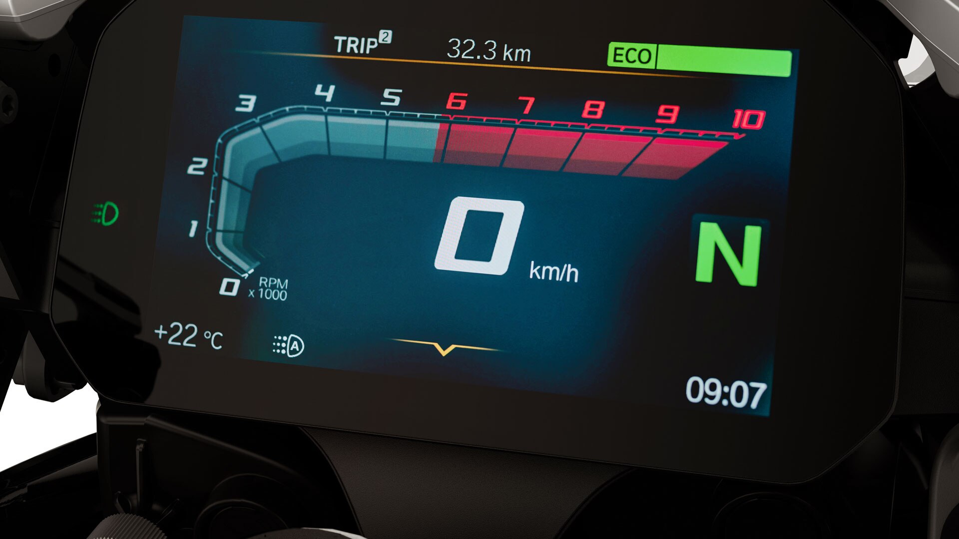 We see the riding modes Pro and ECO Modus.