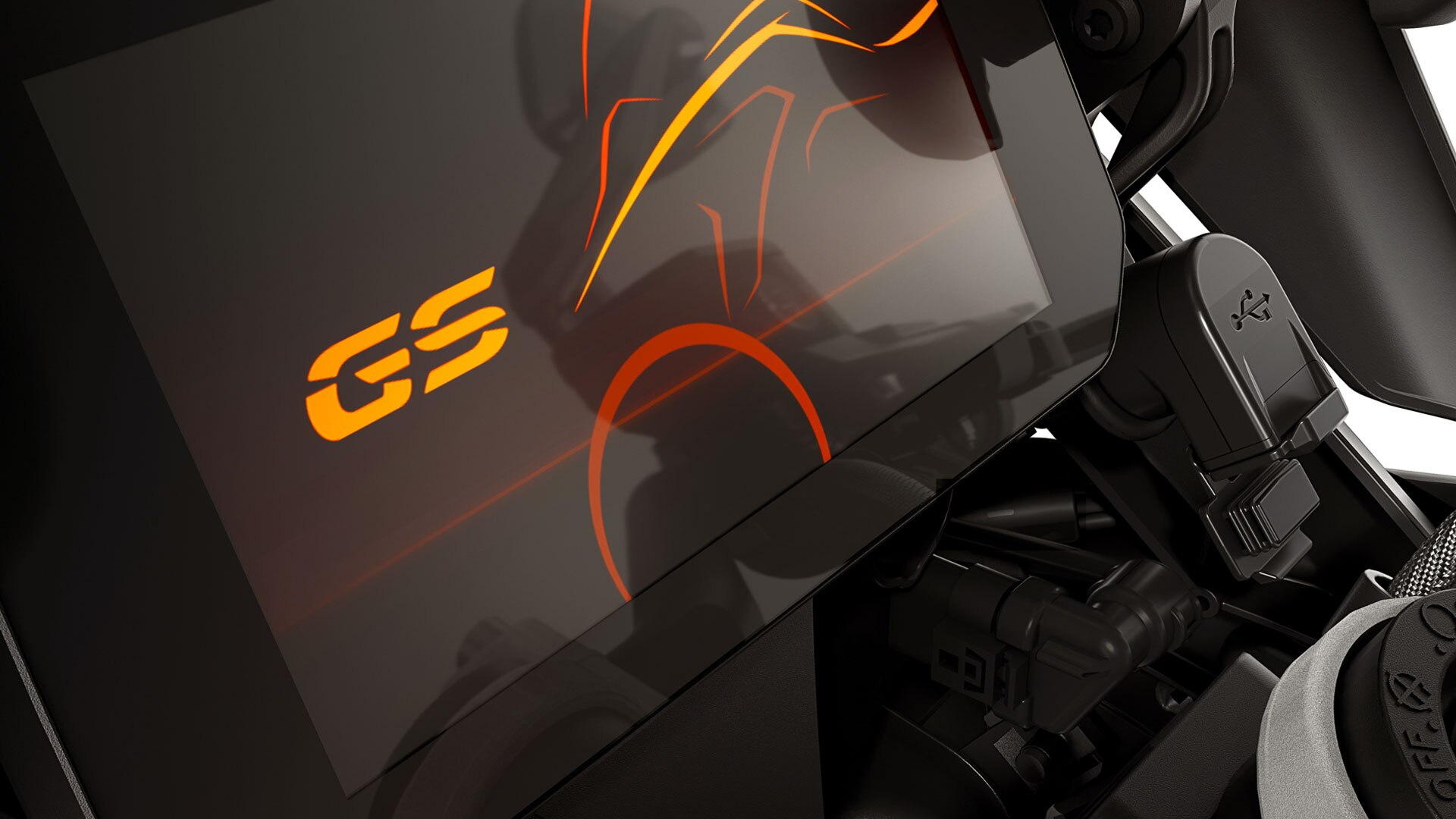 We see the cockpit of the R 1250 GS with a dominating TFT display.