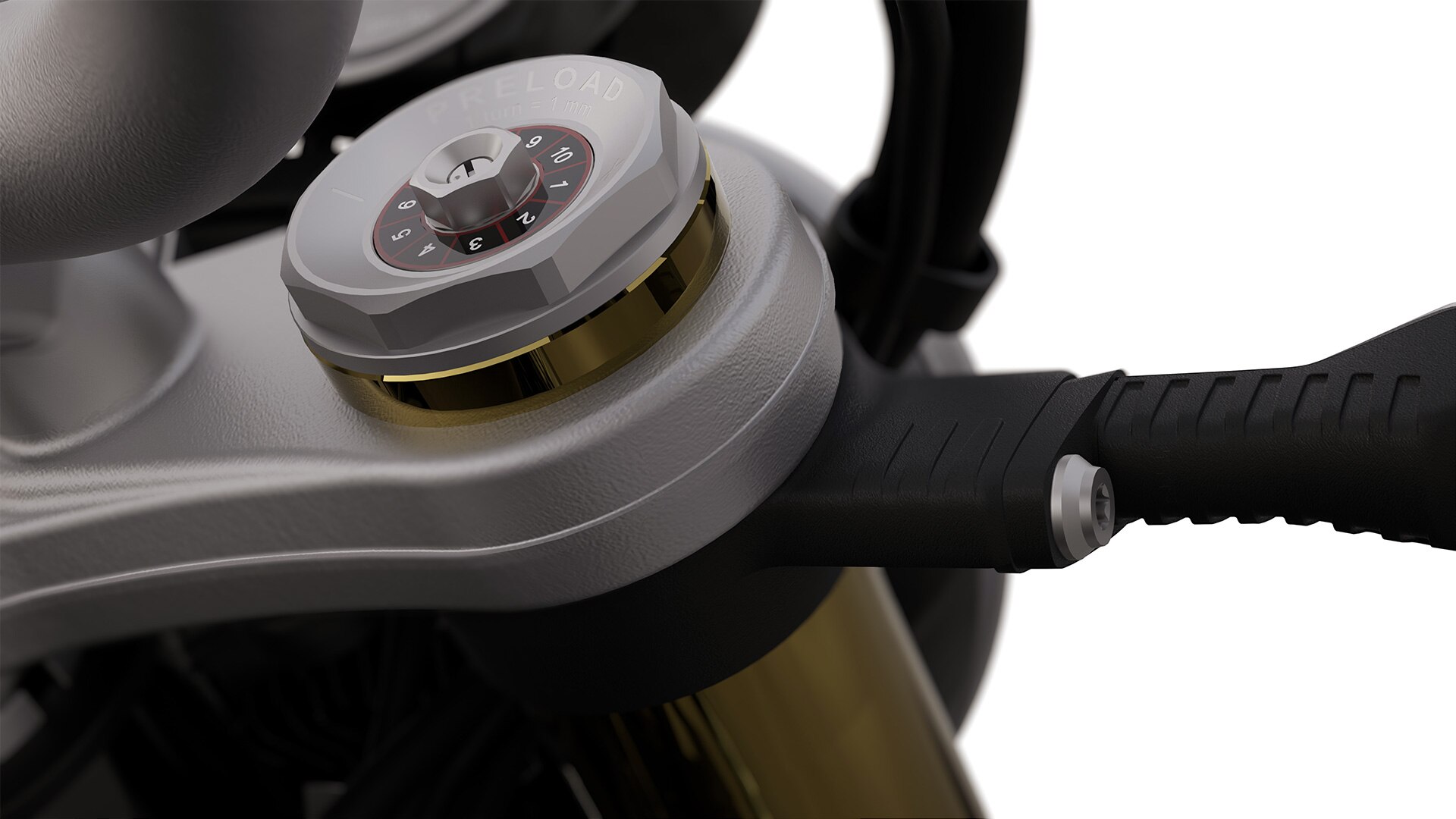 The adjustable upside-down fork of the R nineT from BMW Motorrad