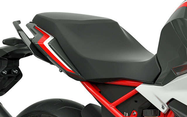 We see the ergonomic seat of the G 310 R.